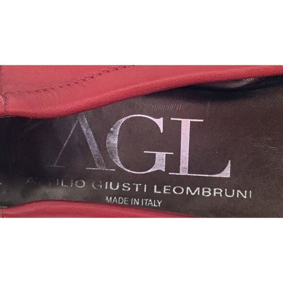 AGL Attilio Giusti Leombruni Monika Cap Toe Red Leather Ballet Flats Sz 9.5 - Picture 7 of 7